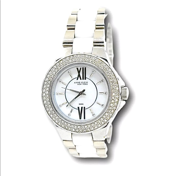 Anne Klein Crystal Mother-of-Pearl Dial Watch - Picture 1 of 2